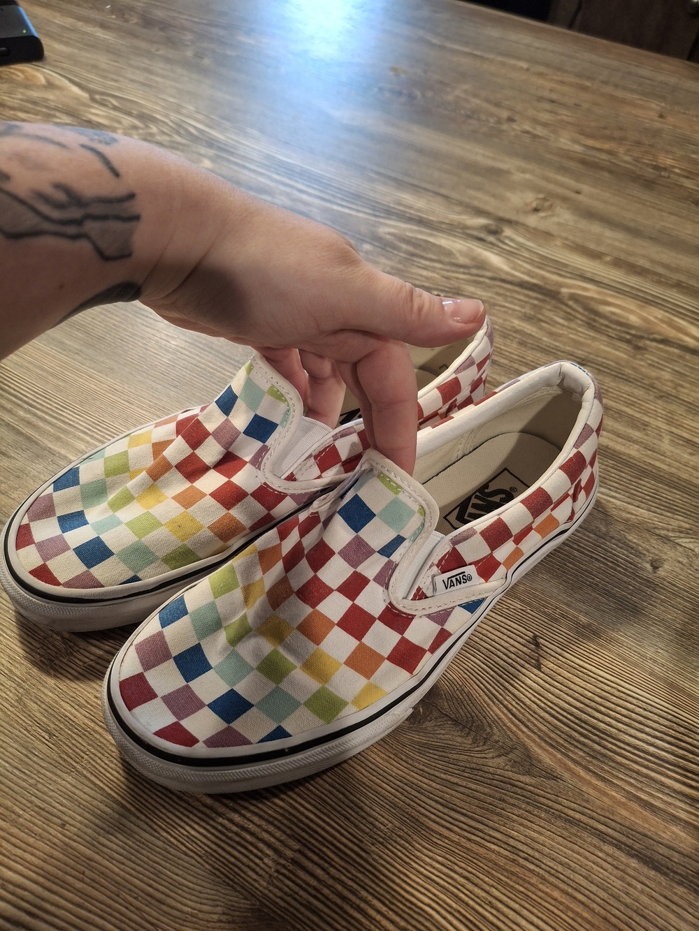 Vans Slip-On Rainbow Checkerboard Shoes
